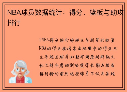 NBA球员数据统计：得分、篮板与助攻排行